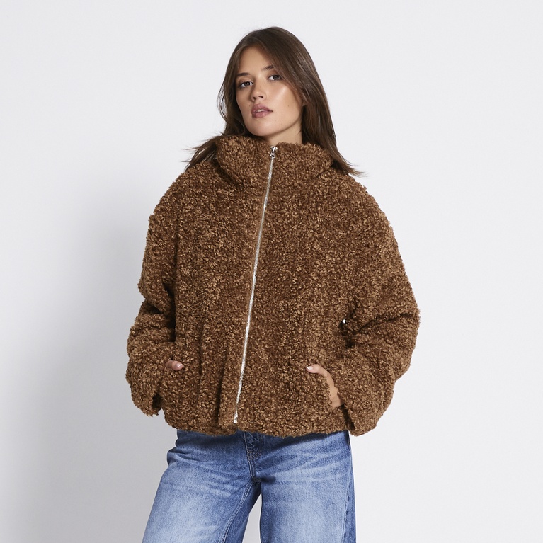 Faux fur jacket "Sandra" Toffee